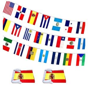 2 Set 22 Countries Spanish Speaking Flags Banner String Latin American